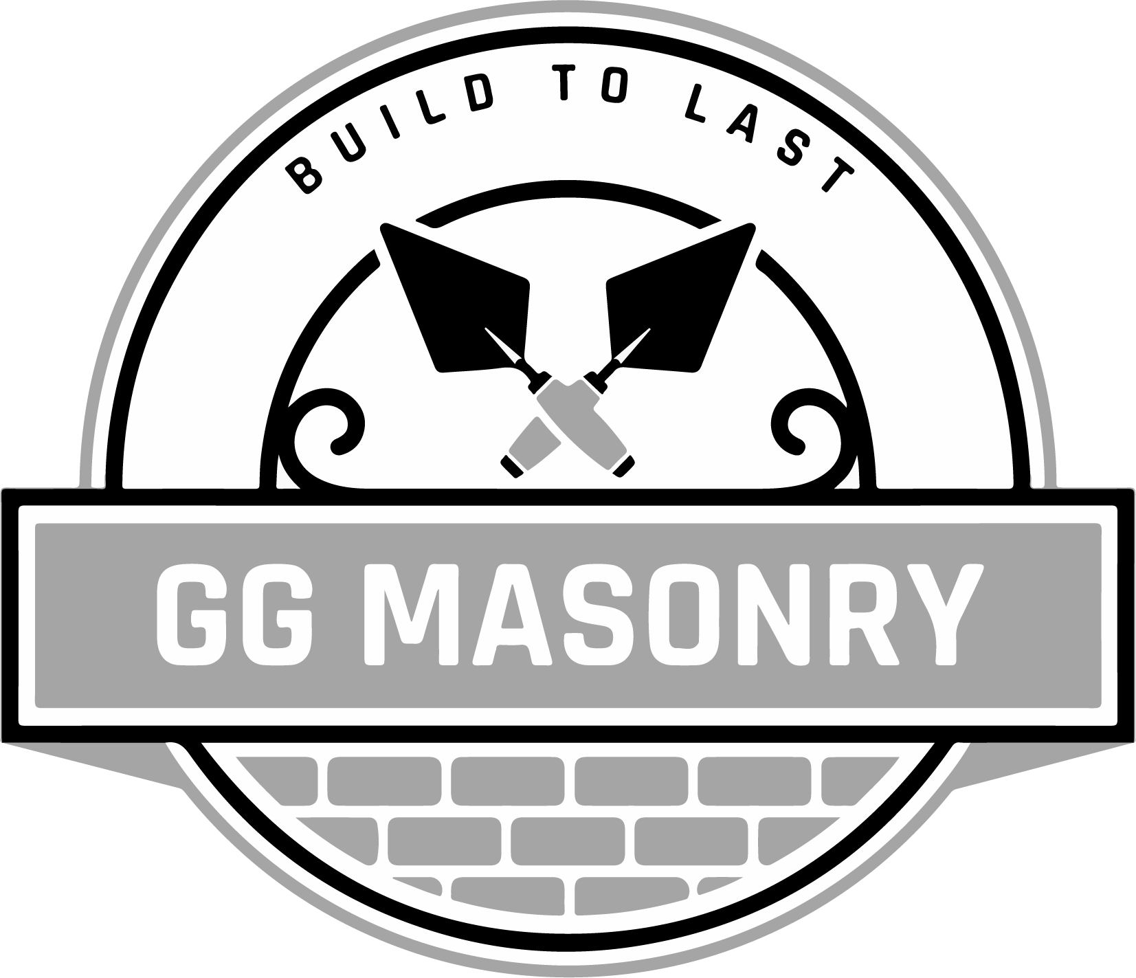 GG Masonry logo with trowels and brickwork design.